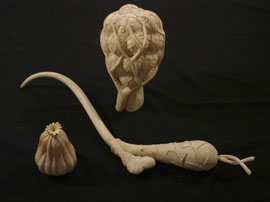 three small sculptures